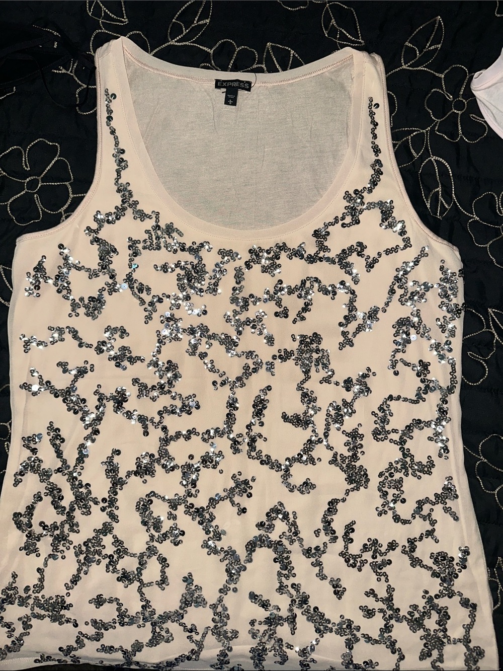 Express Blush Sequin Embellished Tank Top